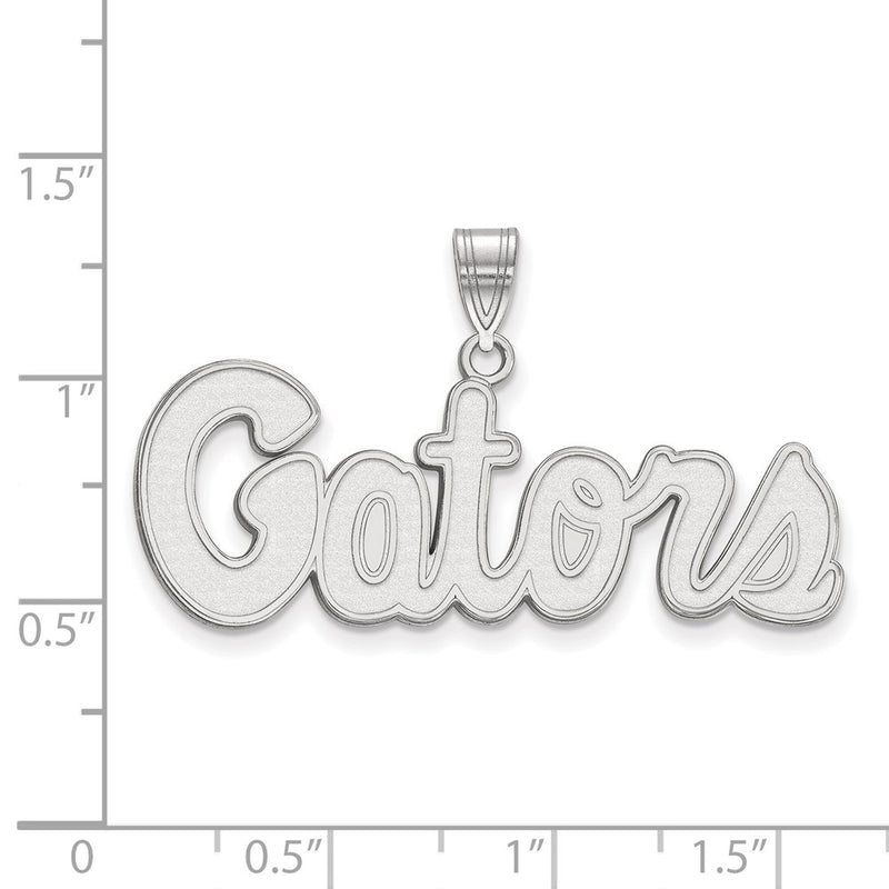 Sterling Silver Rhodium Plated Logoart University Of Florida Gators Script Medium Pendant
