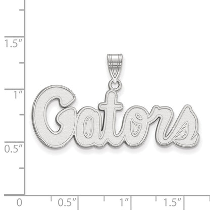 10K White Gold Logoart University Of Florida Gators Script Medium Pendant