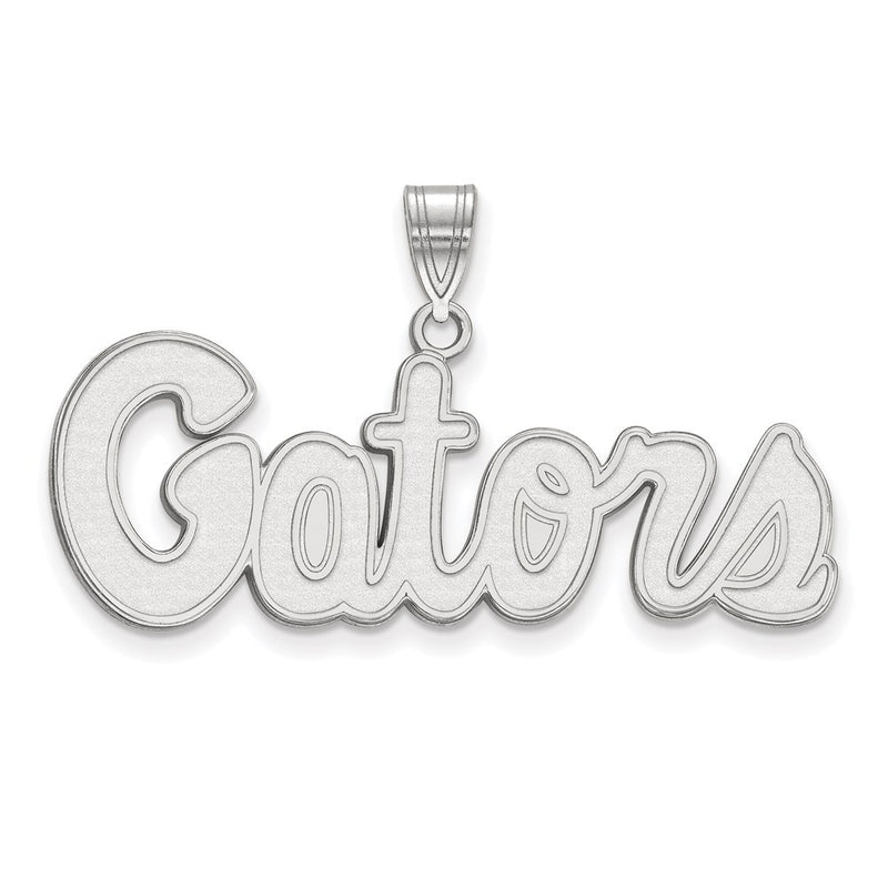 Sterling Silver Rhodium Plated Logoart University Of Florida Gators Script Medium Pendant