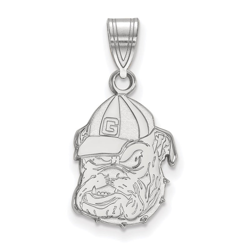 Sterling Silver Rhodium Plated Logoart University Of Georgia Bulldog Medium Pendant
