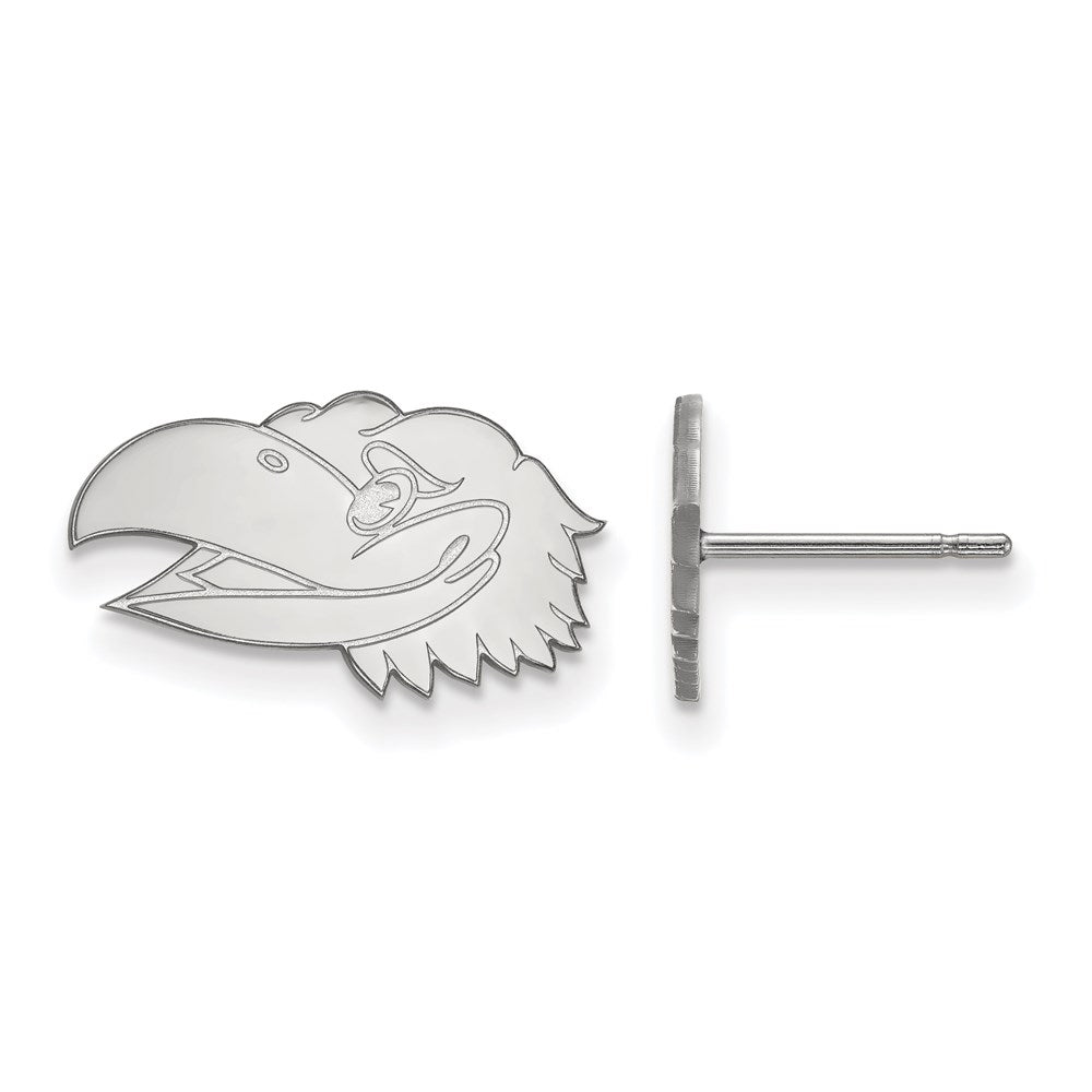 10K White Gold Logoart University Of Kansas Jayhawk Extra Small Post Earrings