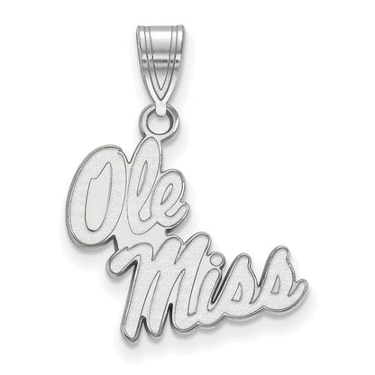 10K White Gold Logoart University Of Mississippi Ole Miss Medium Pendant