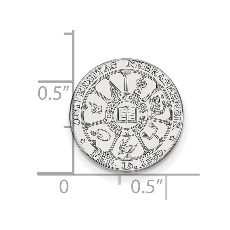14K White Gold LogoArt University of Nebraska Crest Lapel Pin