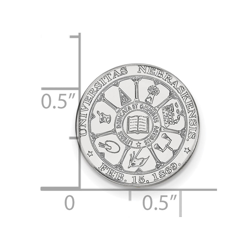 Sterling Silver Rhod-Pltd Logoart University of Nebraska Crest Lapel Pin