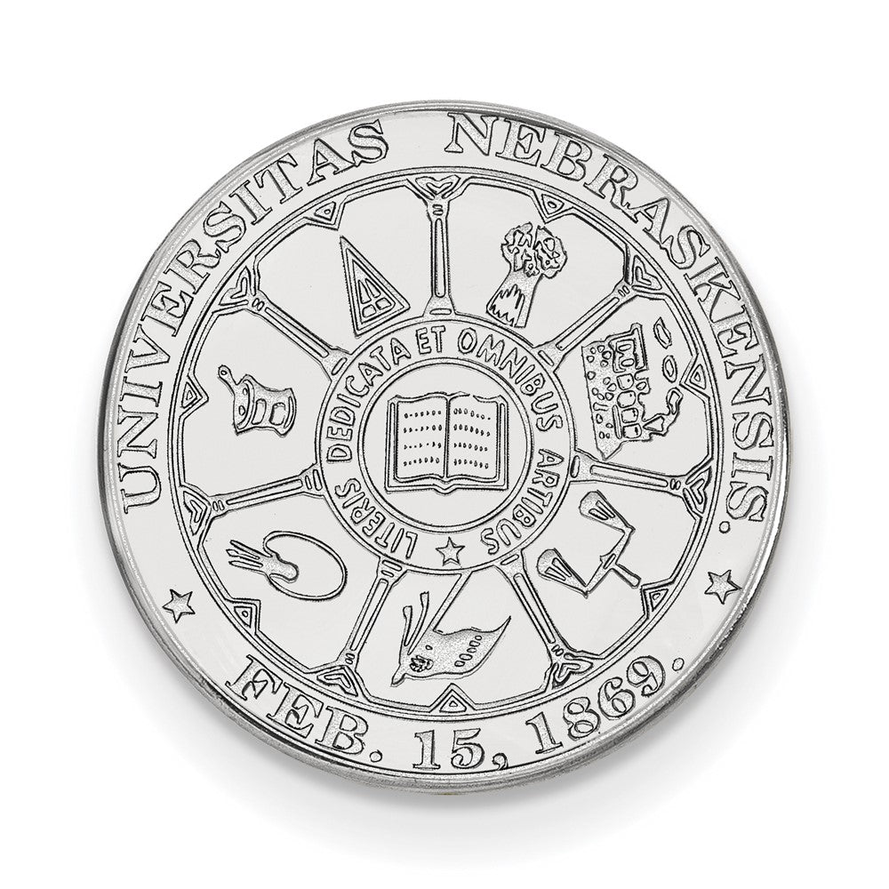 Sterling Silver Rhod-Pltd Logoart University of Nebraska Crest Lapel Pin
