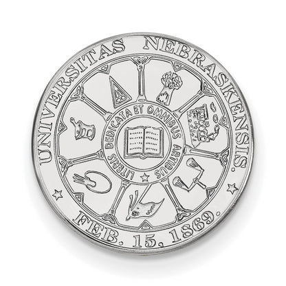Sterling Silver Rhod-Pltd Logoart University of Nebraska Crest Lapel Pin