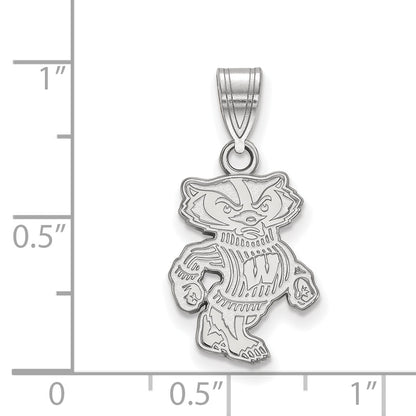 10K White Gold Logoart University Of Wisconsin Badger Medium Pendant