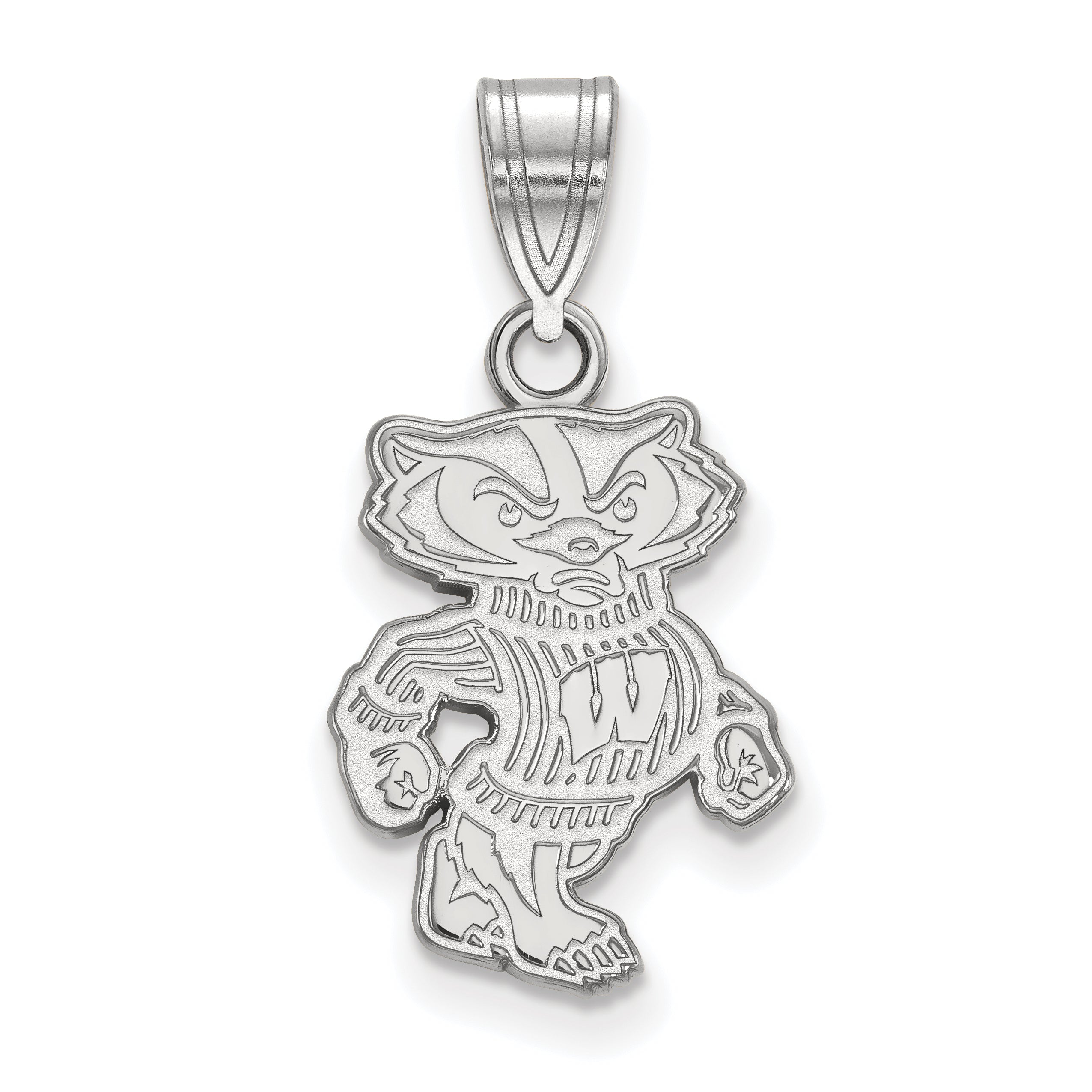 10K White Gold Logoart University Of Wisconsin Badger Medium Pendant