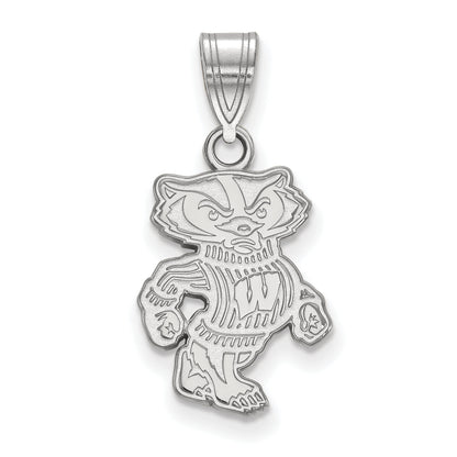 10K White Gold Logoart University Of Wisconsin Badger Medium Pendant