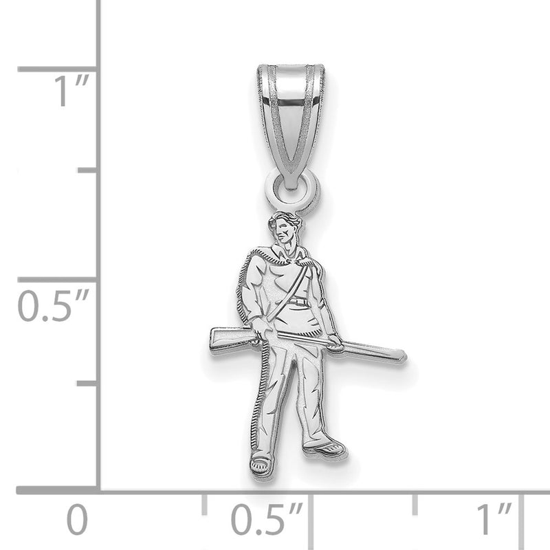 Sterling Silver Rhodium Plated Logoart West Virginia University Mountaineer Medium Pendant