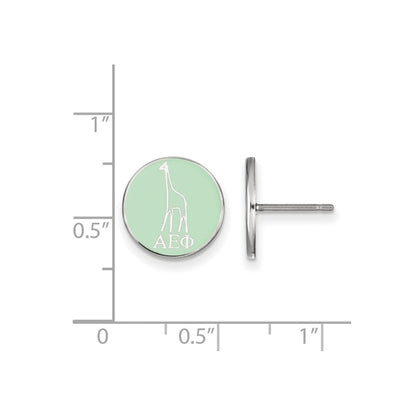 Sterling Silver Rhodium Plated Logoart Alpha Epsilon Phi Sorority Symbol Color Enamel Post Earrings
