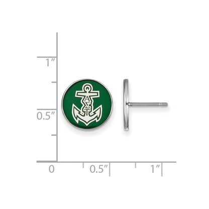 Sterling Silver Rhodium Plated Logoart Alpha Sigma Tau Sorority Symbol Color Enamel Post Earrings