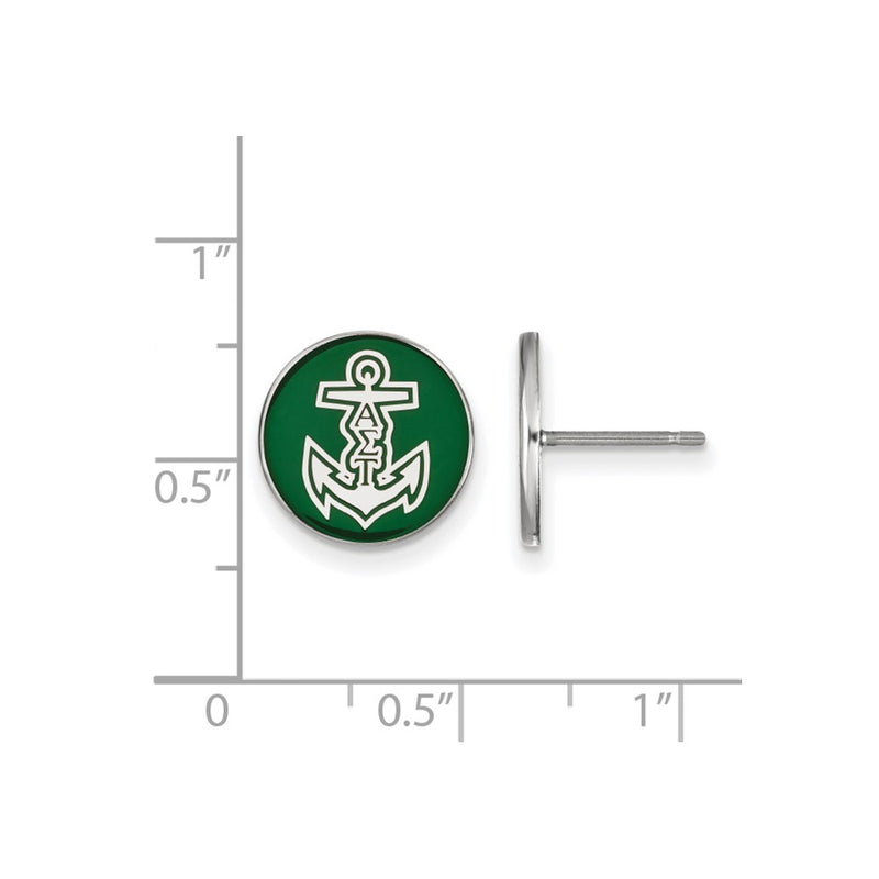 Sterling Silver Rhodium Plated Logoart Alpha Sigma Tau Sorority Symbol Color Enamel Post Earrings
