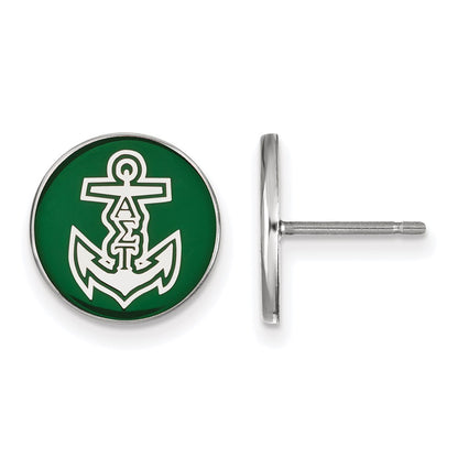Sterling Silver Rhodium Plated Logoart Alpha Sigma Tau Sorority Symbol Color Enamel Post Earrings