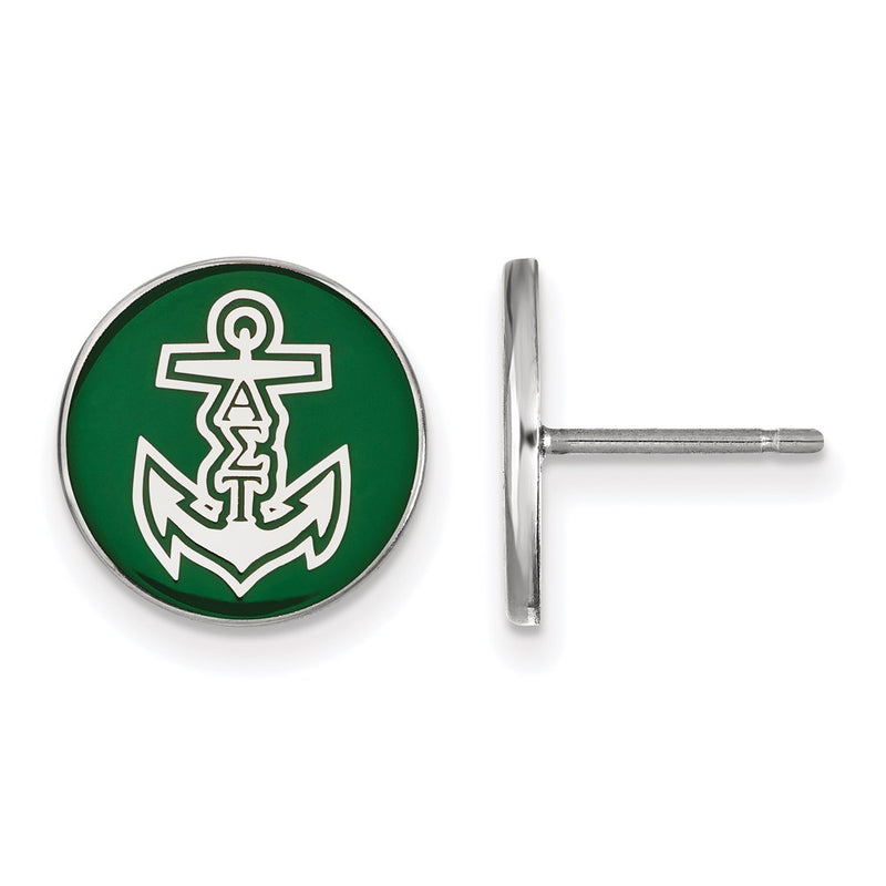 Sterling Silver Rhodium Plated Logoart Alpha Sigma Tau Sorority Symbol Color Enamel Post Earrings