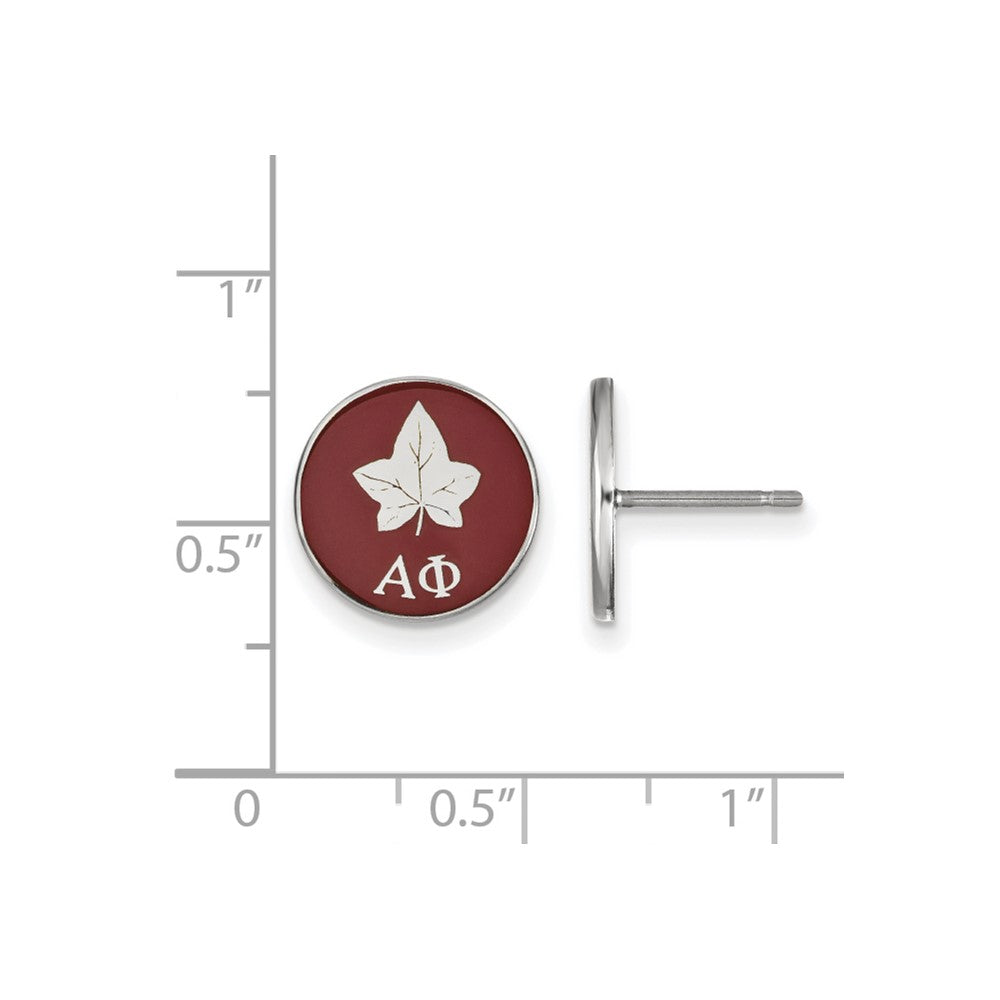Sterling Silver Rhodium Plated Logoart Alpha Phi Sorority Symbol Color Enamel Post Earrings
