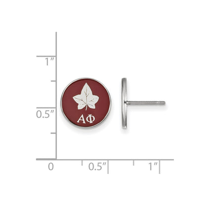 Sterling Silver Rhodium Plated Logoart Alpha Phi Sorority Symbol Color Enamel Post Earrings