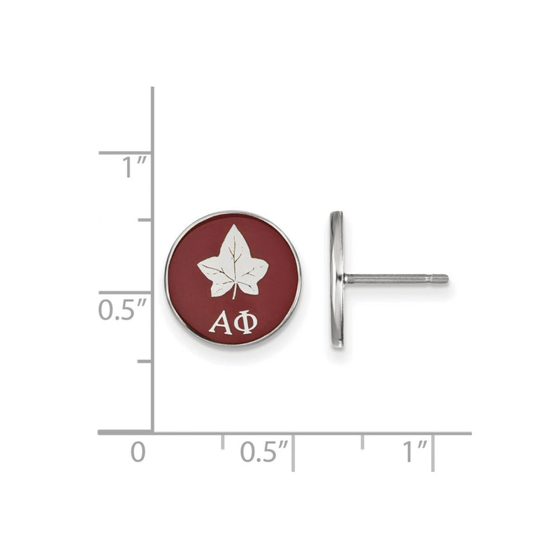 Sterling Silver Rhodium Plated Logoart Alpha Phi Sorority Symbol Color Enamel Post Earrings