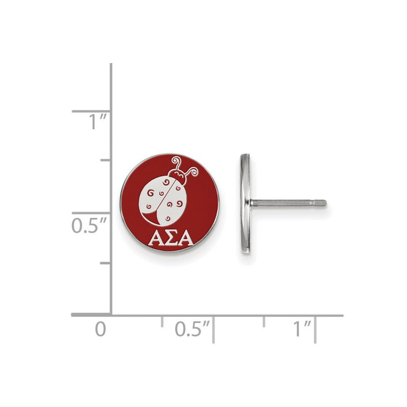 Sterling Silver Rhodium Plated Logoart Alpha Sigma Sorority Symbol Color Enamel Post Earrings