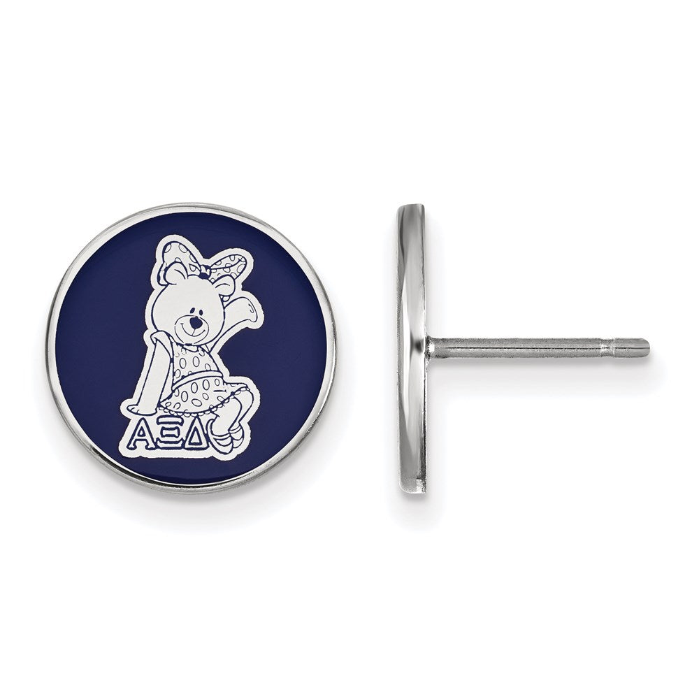 Sterling Silver Rhodium Plated Logoart Alpha Xi Delta Sorority Symbol Color Enamel Post Earrings