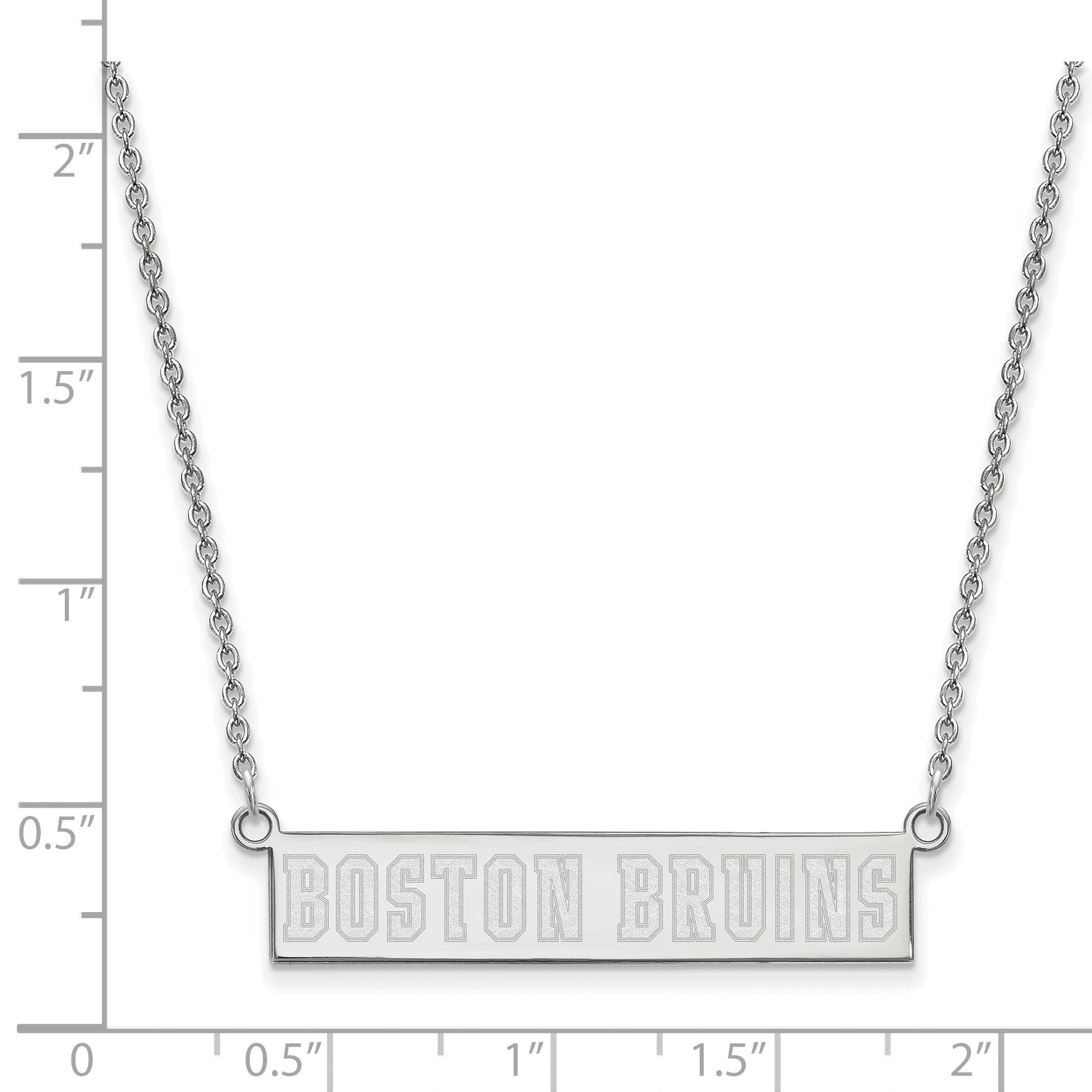 Sterling Silver Rhodium Plated Nhl Logoart Boston Bruins Small Bar Necklace