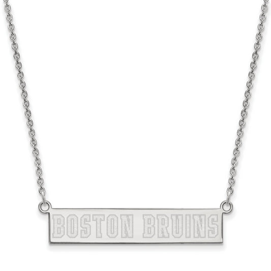Sterling Silver Rhodium Plated Nhl Logoart Boston Bruins Small Bar Necklace