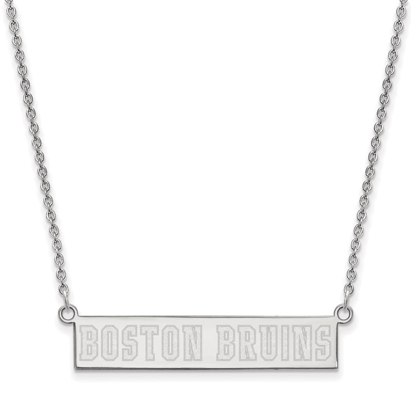Sterling Silver Rhodium Plated Nhl Logoart Boston Bruins Small Bar Necklace