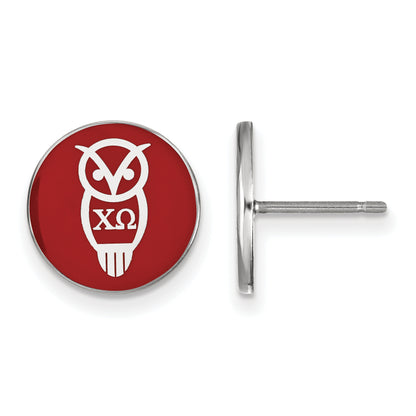 Sterling Silver Rhodium Plated Logoart Chi Omega Sorority Symbol Color Enamel Post Earrings