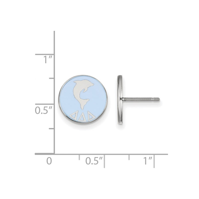 Sterling Silver Rhodium Plated Logoart Delta Sorority Symbol Color Enamel Post Earrings