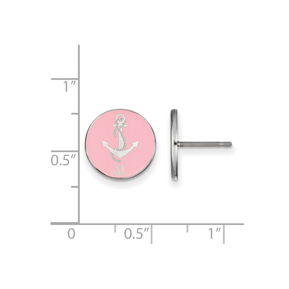 Sterling Silver Rhodium Plated Logoart Delta Gamma Sorority Symbol Color Enamel Post Earrings