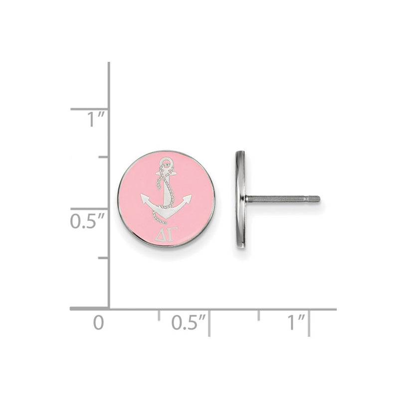 Sterling Silver Rhodium Plated Logoart Delta Gamma Sorority Symbol Color Enamel Post Earrings