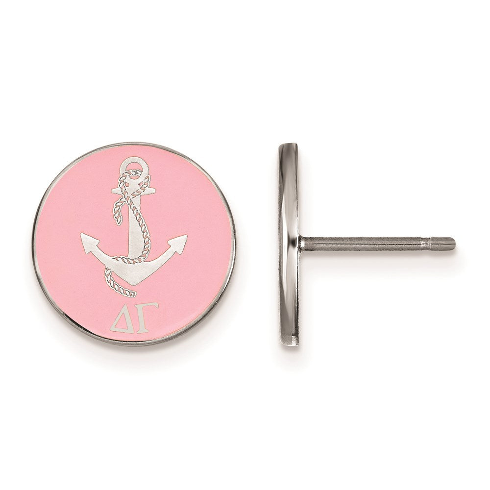 Sterling Silver Rhodium Plated Logoart Delta Gamma Sorority Symbol Color Enamel Post Earrings
