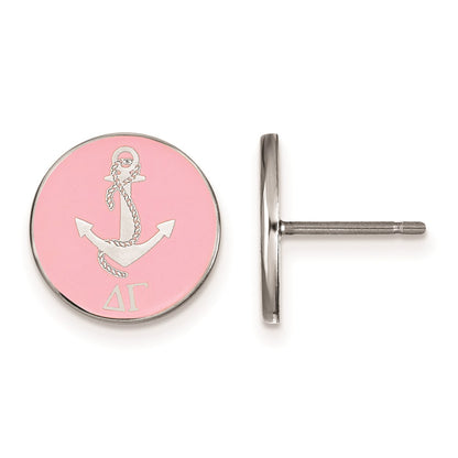 Sterling Silver Rhodium Plated Logoart Delta Gamma Sorority Symbol Color Enamel Post Earrings