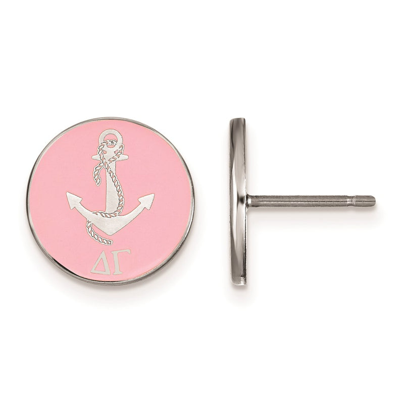 Sterling Silver Rhodium Plated Logoart Delta Gamma Sorority Symbol Color Enamel Post Earrings