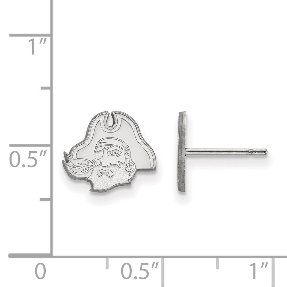 14K White Gold Logoart East Carolina University Pirate Extra Small Post Earrings