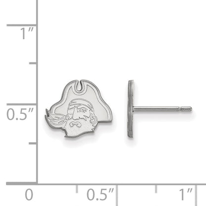 14K White Gold Logoart East Carolina University Pirate Extra Small Post Earrings