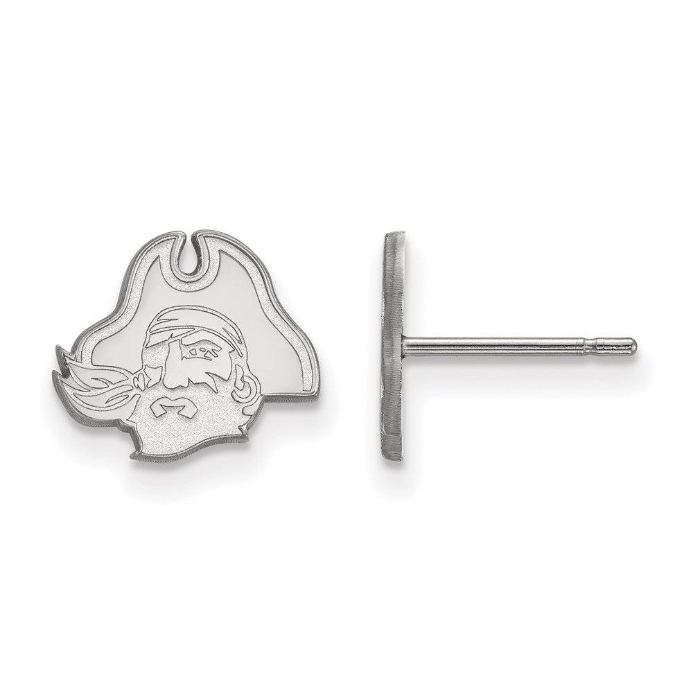 10K White Gold Logoart East Carolina University Pirate Extra Small Post Earrings