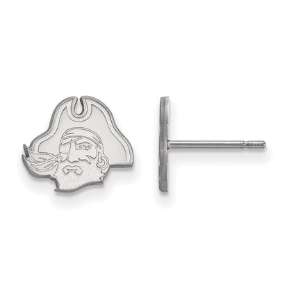 14K White Gold Logoart East Carolina University Pirate Extra Small Post Earrings
