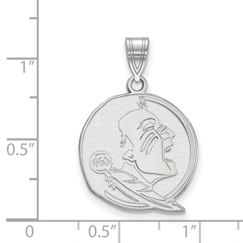 10K White Gold Logoart Florida State University Seminole Large Pendant