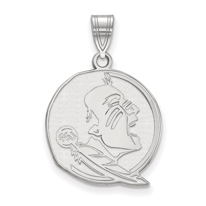 Sterling Silver Rhodium Plated Logoart Florida State University Seminole Large Pendant