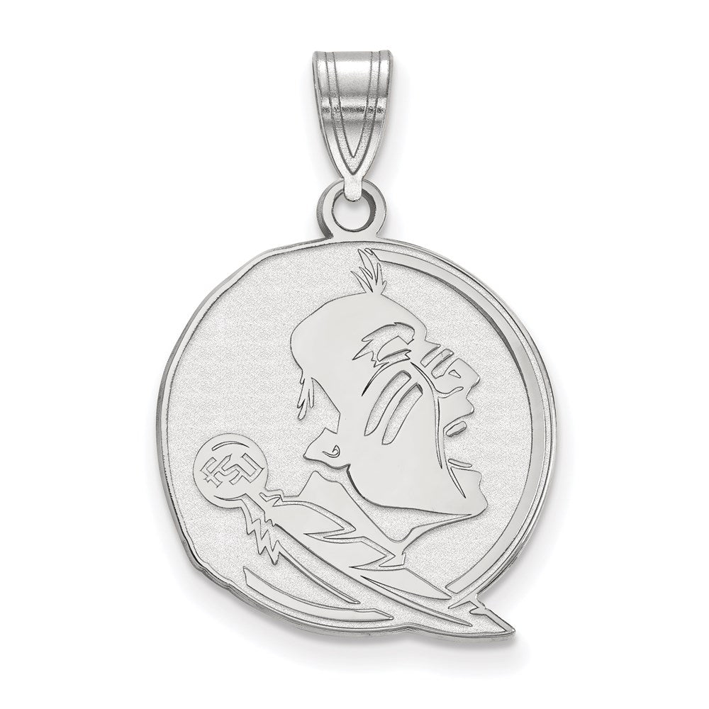 10K White Gold Logoart Florida State University Seminole Large Pendant