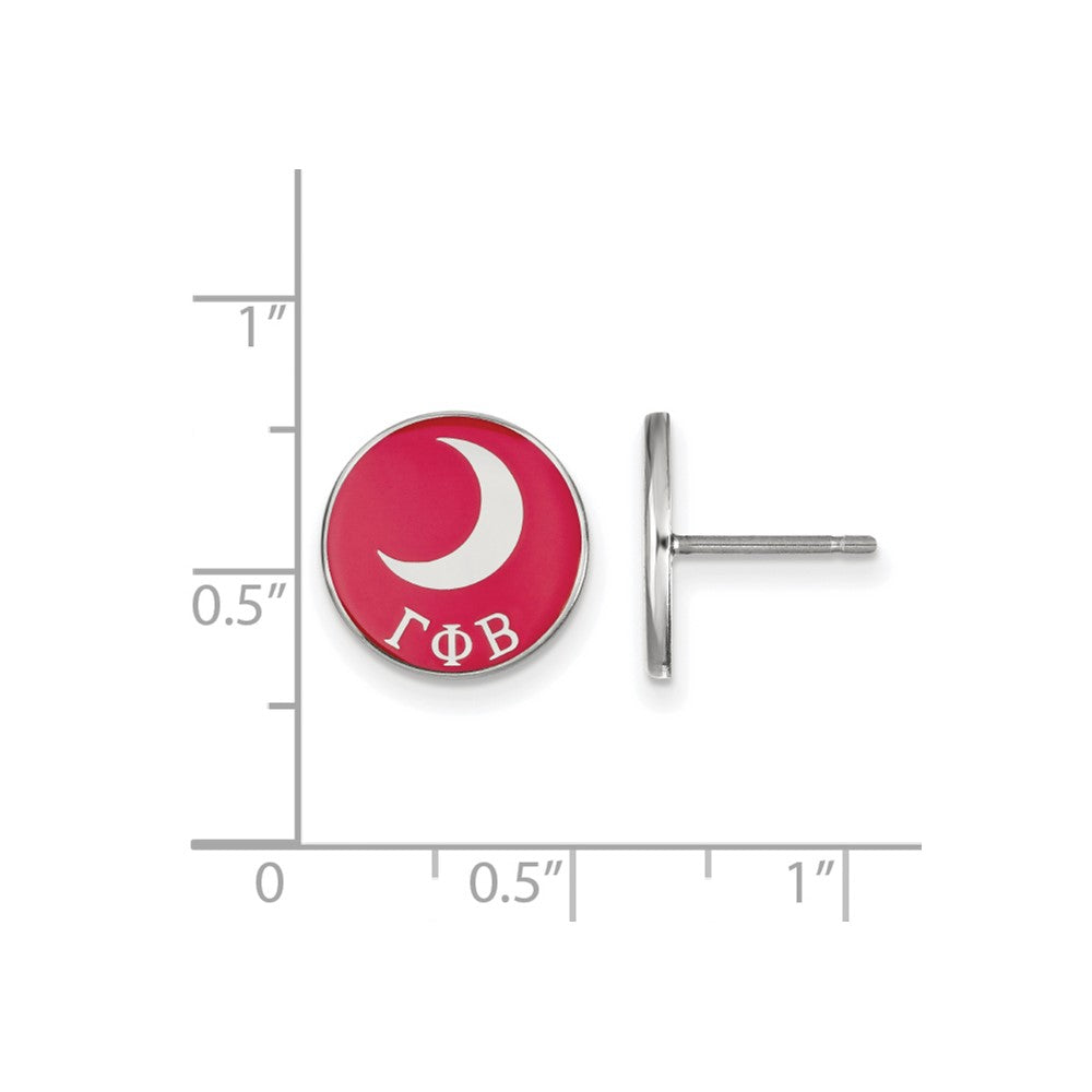 Sterling Silver Rhodium Plated Logoart Gamma Phi Beta Sorority Symbol Color Enamel Post Earrings
