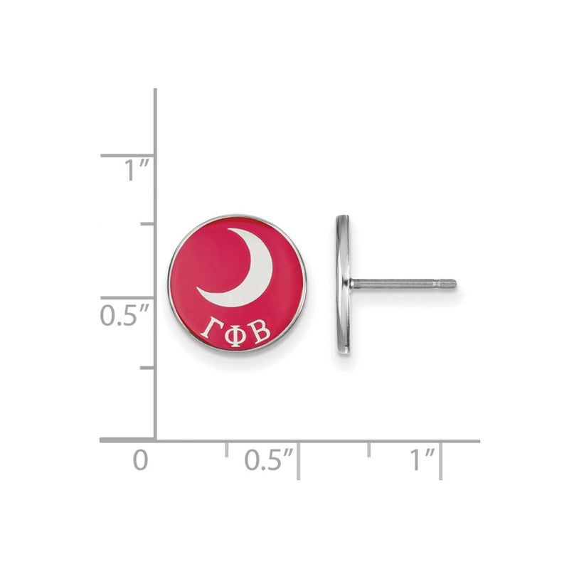 Sterling Silver Rhodium Plated Logoart Gamma Phi Beta Sorority Symbol Color Enamel Post Earrings