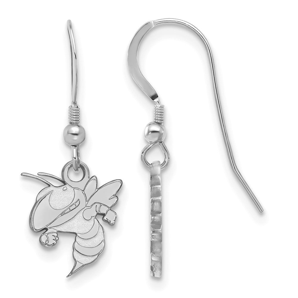 Sterling Silver Rhodium Plated Logoart Georgia Institute Of Technology Yellow Jacket Small Dangle Wire Earrings