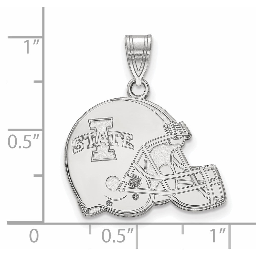 Sterling Silver Rhodium Plated Logoart Iowa State University Football Helmet Pendant