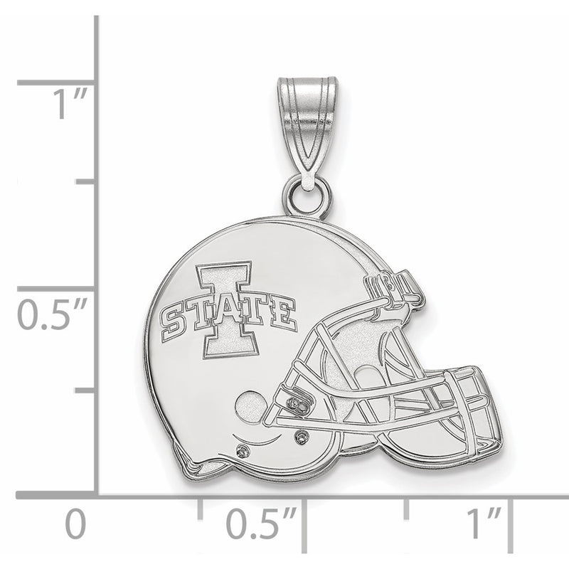 Sterling Silver Rhodium Plated Logoart Iowa State University Football Helmet Pendant