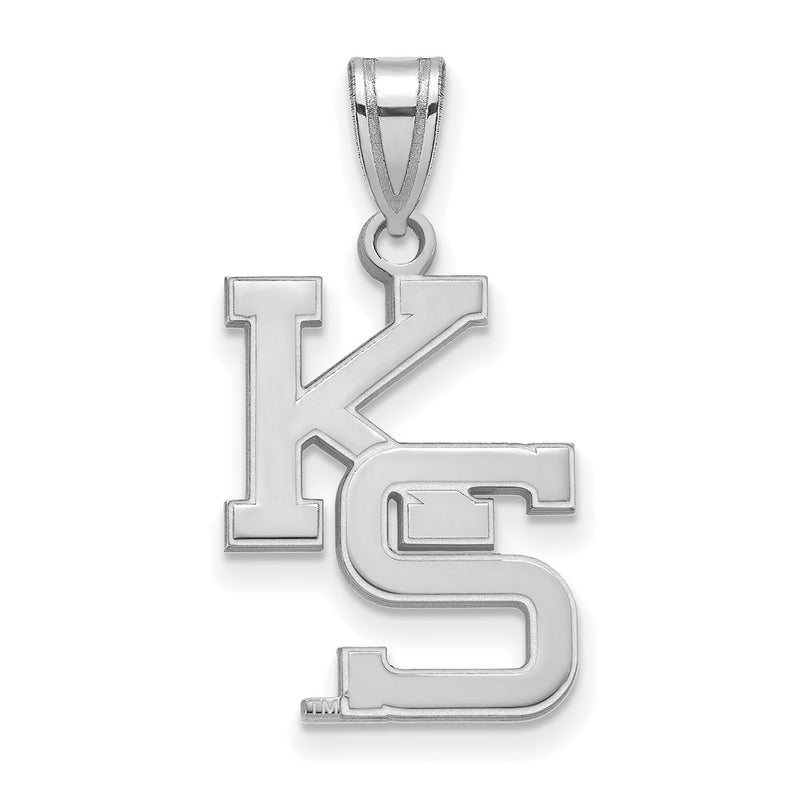 Sterling Silver Rhodium Plated Logoart Kansas State University K S Large Pendant