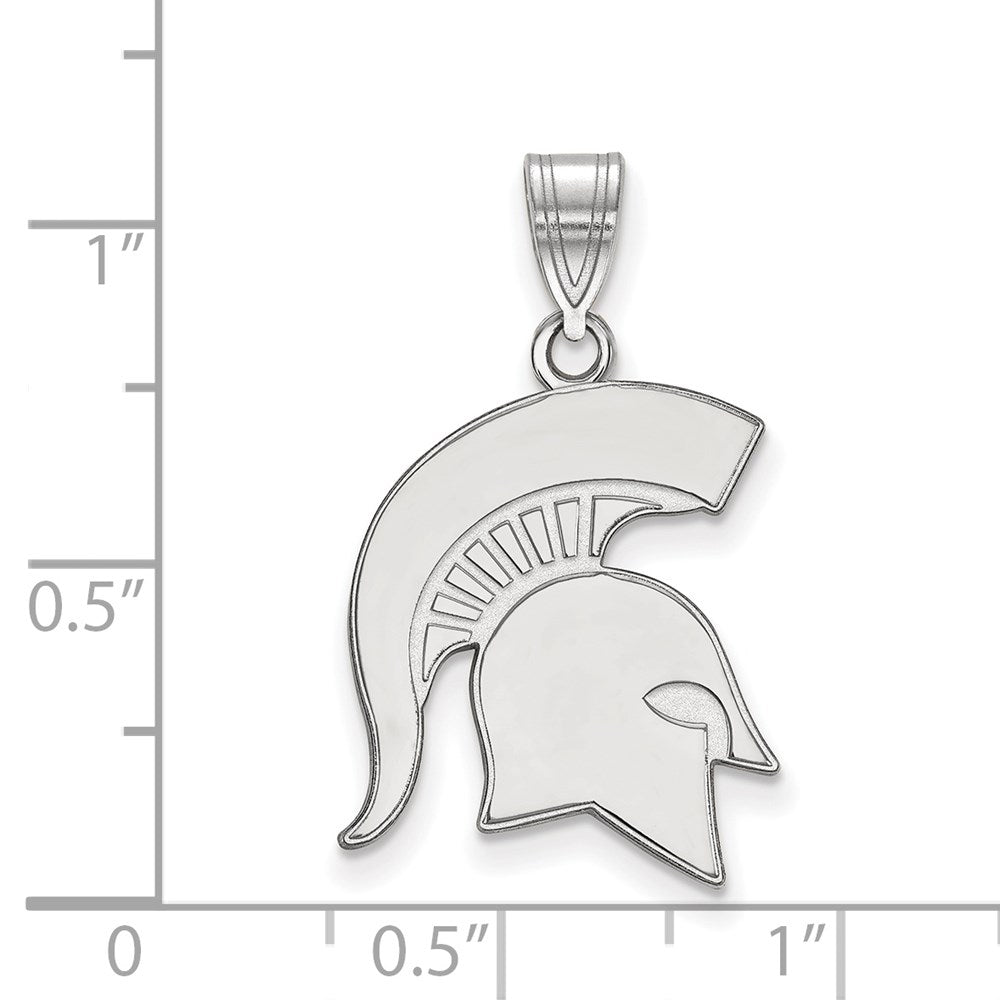 14K White Gold Logoart Michigan State University Spartan Large Pendant