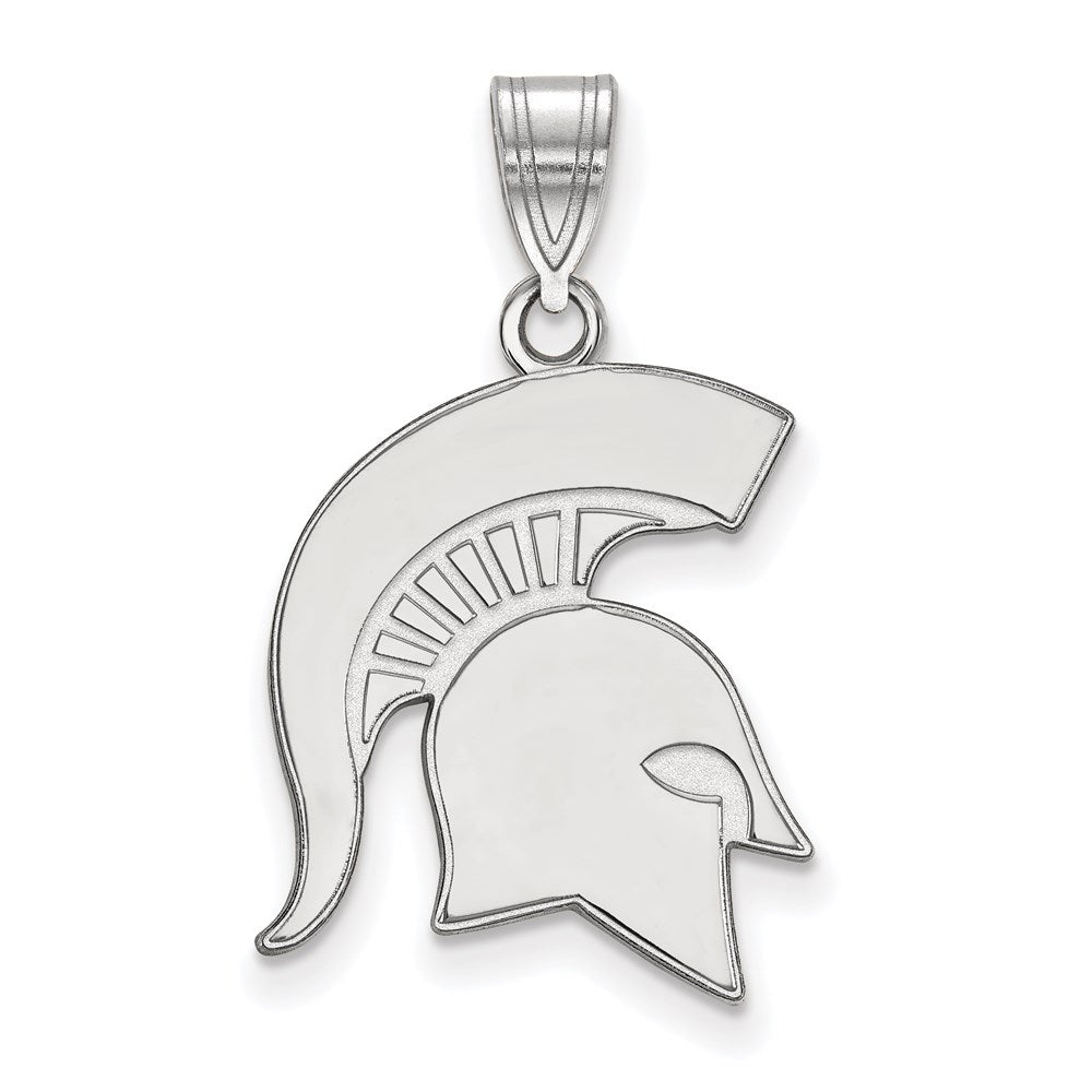 14K White Gold Logoart Michigan State University Spartan Large Pendant