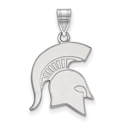 14K White Gold Logoart Michigan State University Spartan Large Pendant